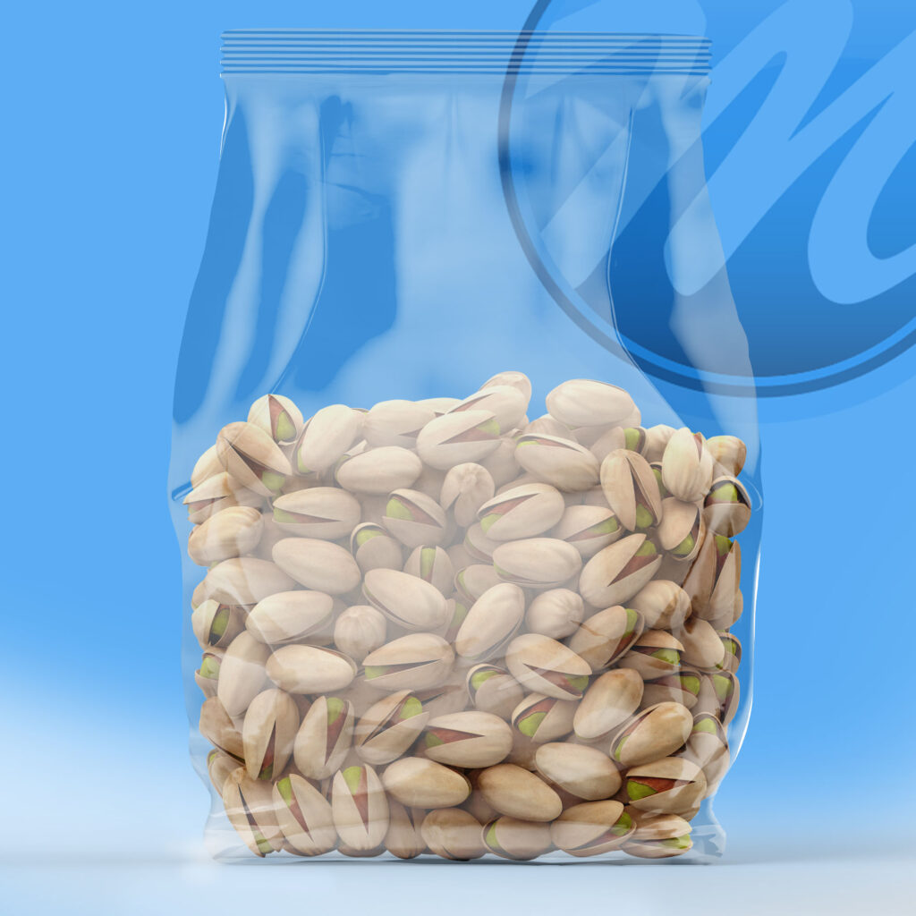 Plain Film Packaging Bag containing Pistachio Nuts